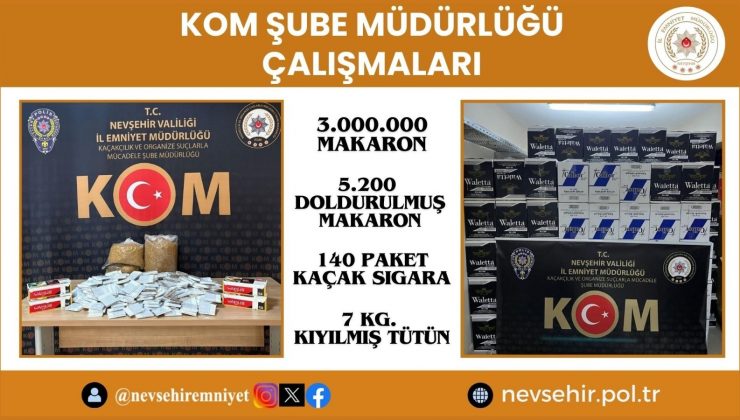 3 Milyon Kaçak Makaron Yakalandı