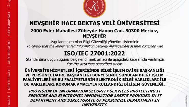 Bilgi Güvenliği Standartlarını ‘ISO 27001:2022’ Sertifikası ile Yeniledi