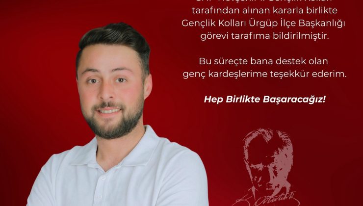 Kadir Aydoğdu, CHP Ürgüp Gençlik Kolları Başkanlığına Atandı